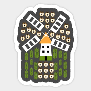 Windmill, apples and grains Sticker